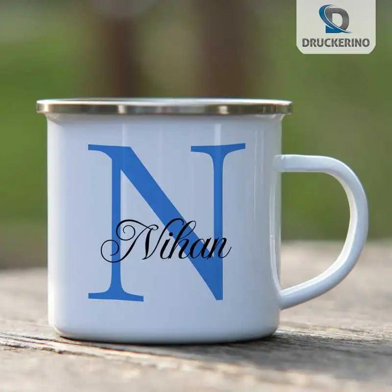 Emaille Tasse mit Namen | Motiv 3 | Nihan - Druckerino