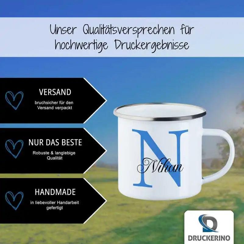 Emaille Tasse mit Namen | Motiv 3 | Nihan - Druckerino