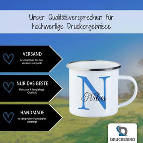 Emaille Tasse mit Namen | Motiv 3 | Nilas - Druckerino