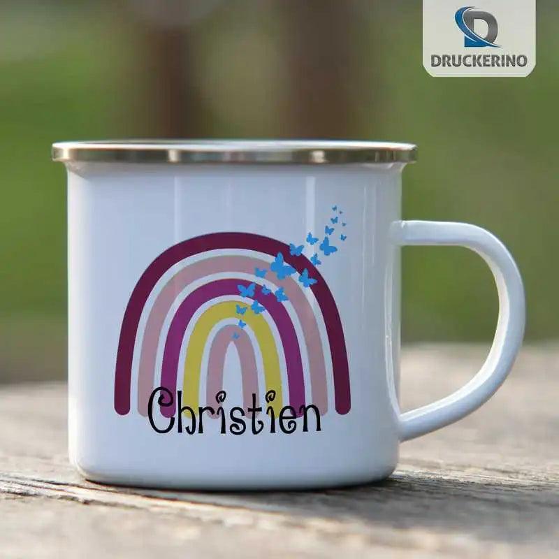 Emaille Tasse mit Namen | Motiv 4 | Christien - Druckerino