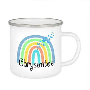 Emaille Tasse mit Namen | Motiv 4 | Chrysantos - Druckerino