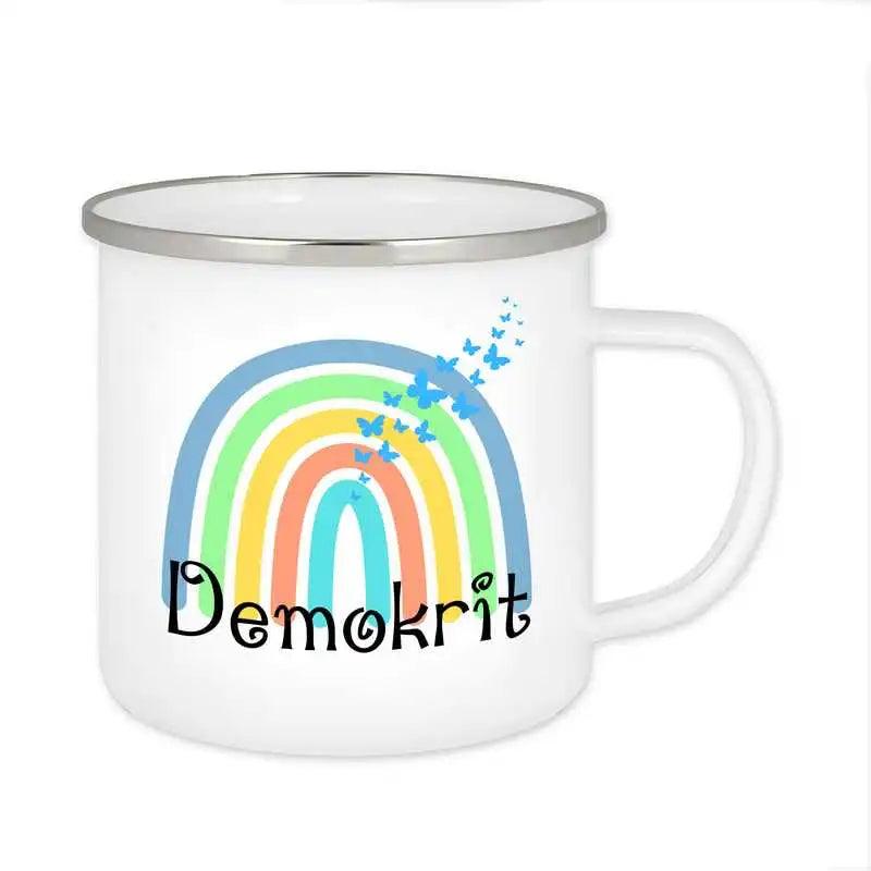 Emaille Tasse mit Namen | Motiv 4 | Demokrit - Druckerino