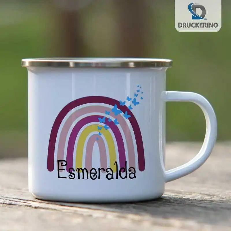 Emaille Tasse mit Namen | Motiv 4 | Esmeralda - Druckerino