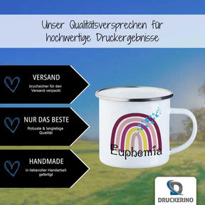 Emaille Tasse mit Namen | Motiv 4 | Euphemia - Druckerino