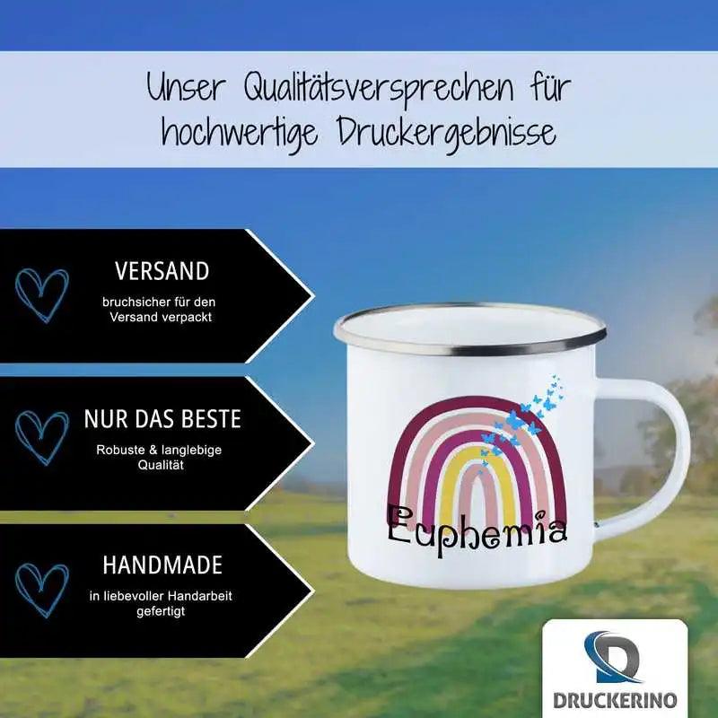 Emaille Tasse mit Namen | Motiv 4 | Euphemia - Druckerino