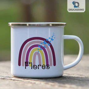 Emaille Tasse mit Namen | Motiv 4 | Flores - Druckerino