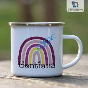 Emaille Tasse mit Namen | Motiv 4 | Gentiana - Druckerino