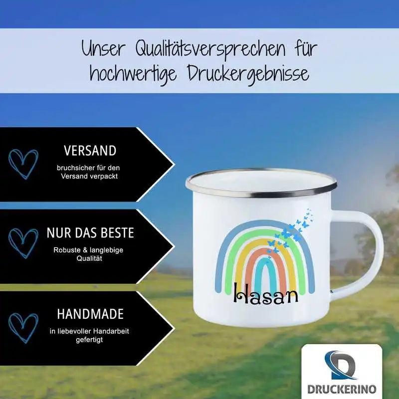 Emaille Tasse mit Namen | Motiv 4 | Hasan - Druckerino