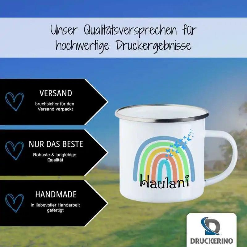 Emaille Tasse mit Namen | Motiv 4 | Haulani - Druckerino