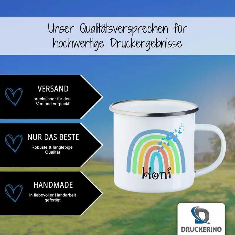Emaille Tasse mit Namen | Motiv 4 | Honi - Druckerino
