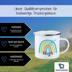 Emaille Tasse mit Namen | Motiv 4 | Hugh - Druckerino