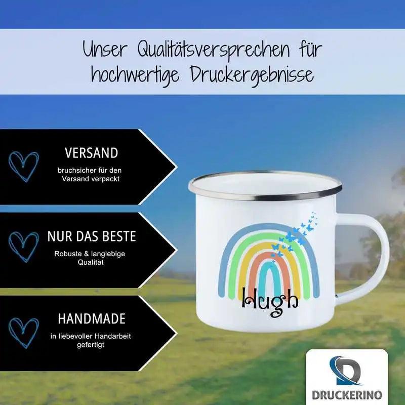 Emaille Tasse mit Namen | Motiv 4 | Hugh - Druckerino