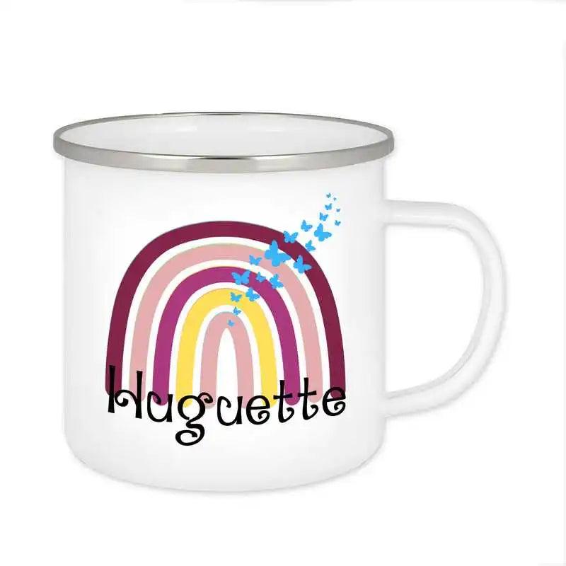 Emaille Tasse mit Namen | Motiv 4 | Huguette - Druckerino