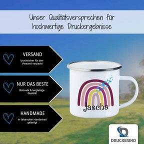 Emaille Tasse mit Namen | Motiv 4 | Jascha - Druckerino