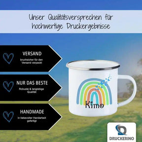 Emaille Tasse mit Namen | Motiv 4 | Kimo - Druckerino