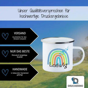 Emaille Tasse mit Namen | Motiv 4 | Ludwig - Druckerino