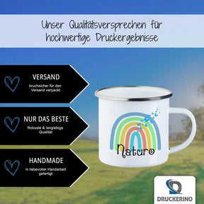 Emaille Tasse mit Namen | Motiv 4 | Naturo - Druckerino