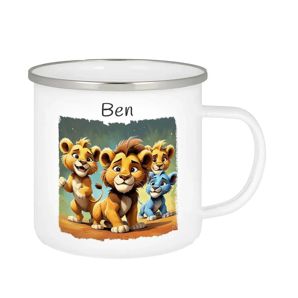 Emaille Tasse Mutiges Löwenrudel - Druckerino