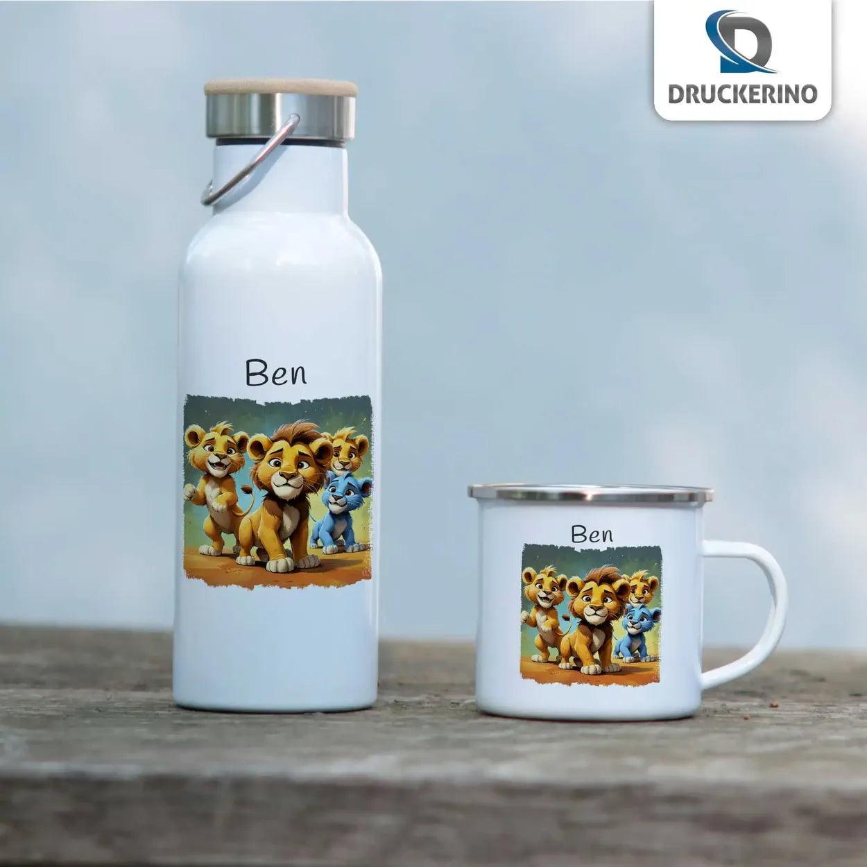 Emaille Tasse Mutiges Löwenrudel - Druckerino