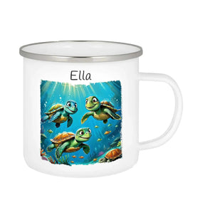 Emaille Tasse Neugierige Meeresentdecker - Druckerino
