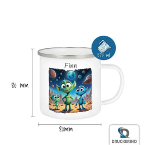 Emaille Tasse Neugierige Weltraumforscher - Druckerino