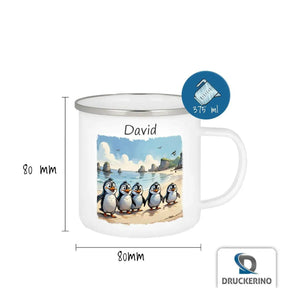 Emaille Tasse Pinguin Abenteuer - Druckerino
