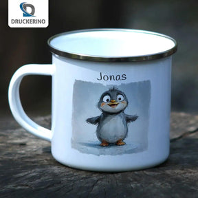 Emaille Tasse Pinguin-Zauber - Druckerino