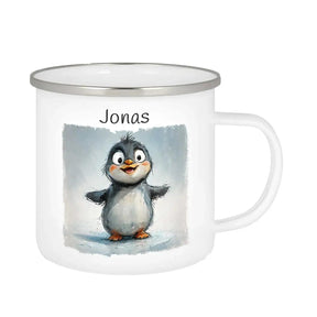 Emaille Tasse Pinguin-Zauber - Druckerino