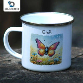 Emaille Tasse Schmetterlingstraum - Druckerino