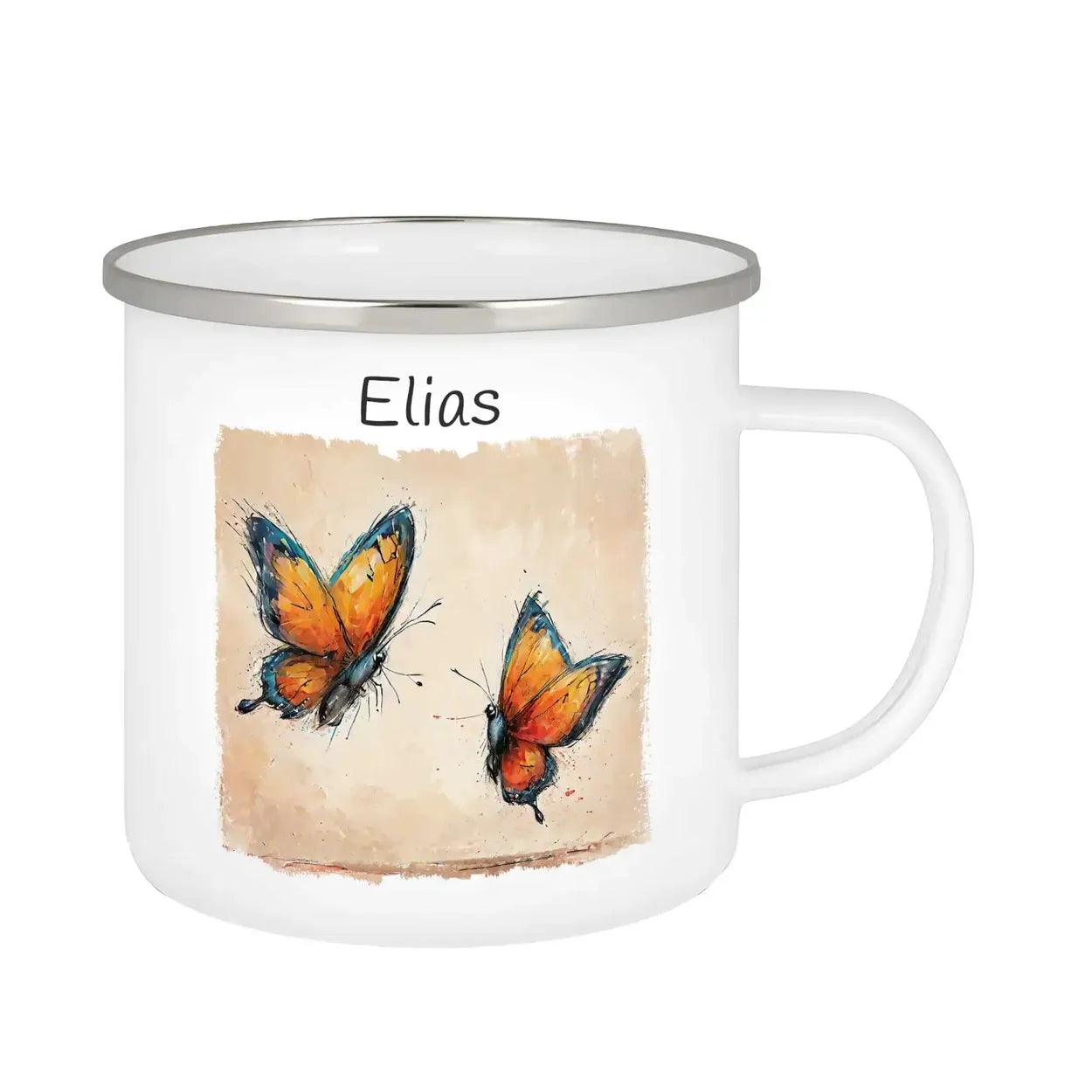 Emaille Tasse Schmetterlingstraum - Druckerino