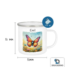 Emaille Tasse Schmetterlingstraum - Druckerino