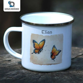 Emaille Tasse Schmetterlingstraum - Druckerino