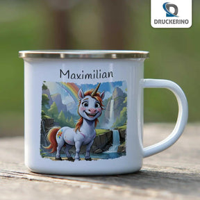Emaille Tasse Waldzauber Einhorn - Druckerino
