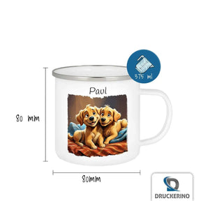 Emaille Tasse Welpenglück - Druckerino