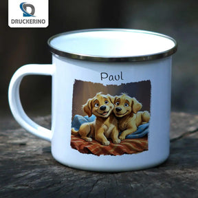 Emaille Tasse Welpenglück - Druckerino