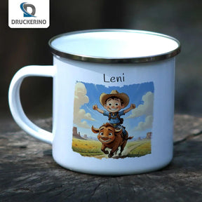 Emaille Tasse Wilder Westen - Druckerino