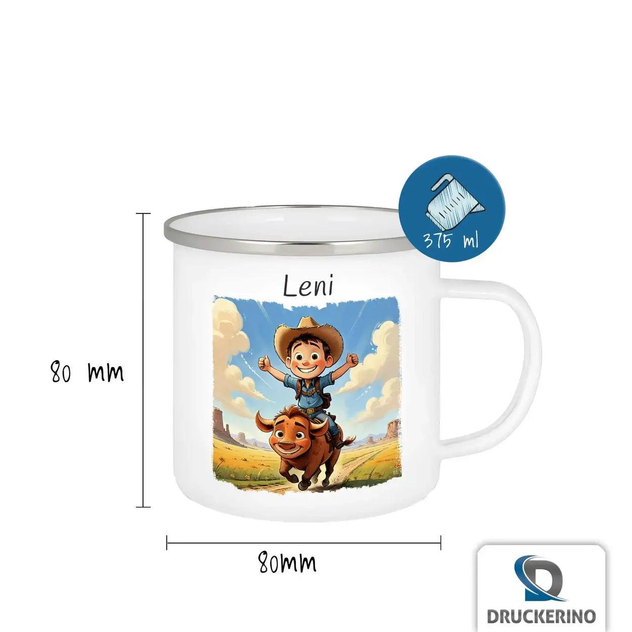 Emaille Tasse Wilder Westen - Druckerino