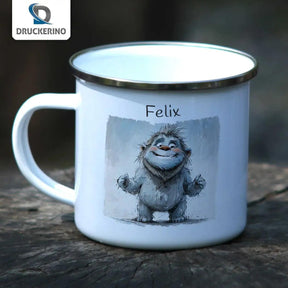 Emaille Tasse Wuschelmonster Abenteuer - Druckerino