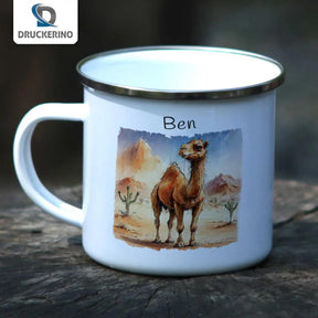 Emaille Tasse Wüstenabenteuer - Druckerino