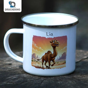 Emaille Tasse Wüstenfreund Kamel - Druckerino