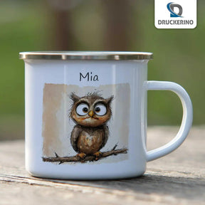 Emaille Tasse Zauber-Eule - Druckerino