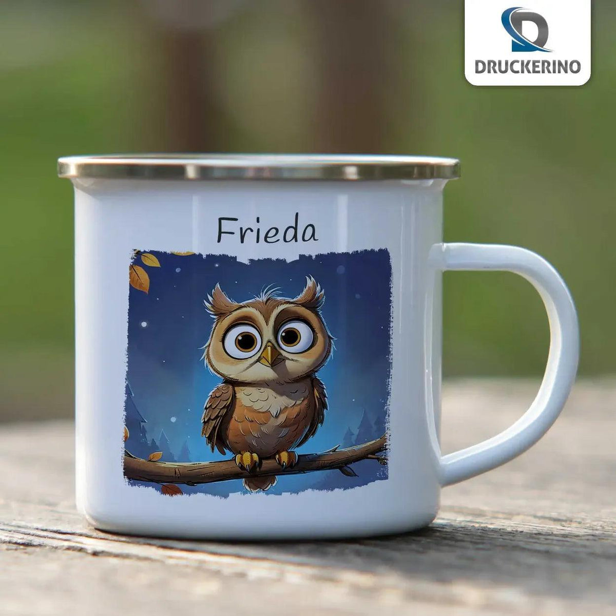 Emaille Tasse Zauber Eulen - Druckerino