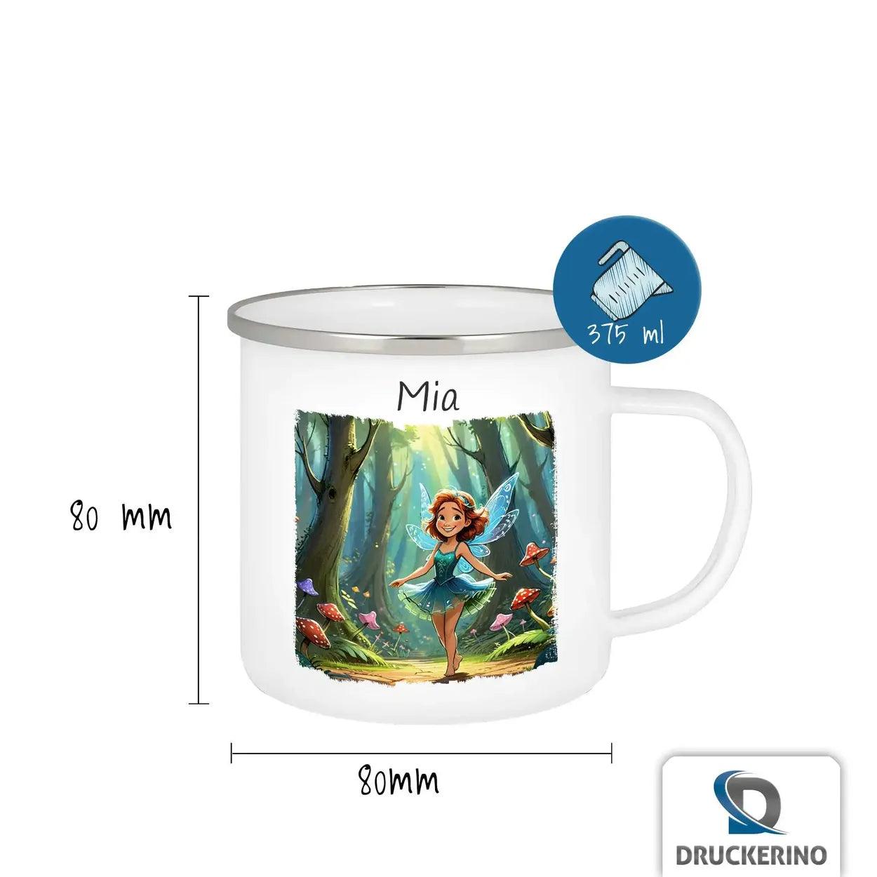 Emaille Tasse Zauberhafte Waldfee - Druckerino