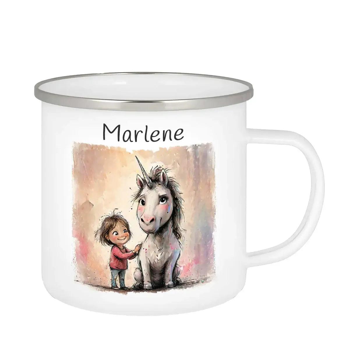 Emaille Tasse Zauberhuf - Druckerino