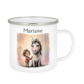 Emaille Tasse Zauberhuf - Druckerino