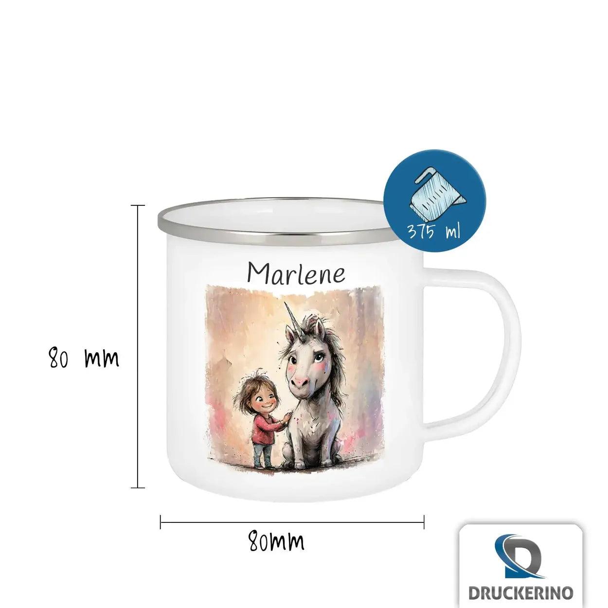 Emaille Tasse Zauberhuf - Druckerino