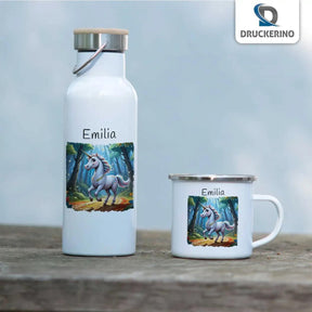 Emaille Tasse Zauberwald Einhorn - Druckerino