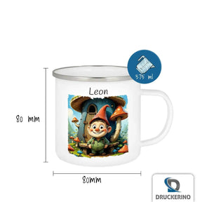 Emaille Tasse Zwerg Abenteuer - Druckerino