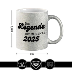 Geschenk zur Rente - Glitzertasse Eine Legende geht in Rente - Druckerino
