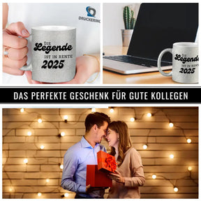 Geschenk zur Rente - Glitzertasse Eine Legende geht in Rente - Druckerino